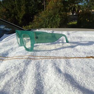 Bundle luxury green jade sunglasses&24K gold plated pendant necklace brand new